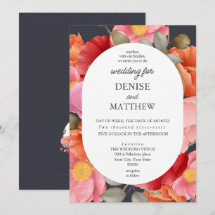 Invitation Aquarelle Poppy sur Nuit grise solaire