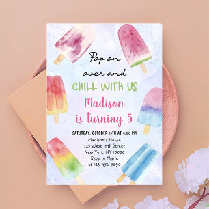Invitation Aquarelle Popsicle Pop sur la fête d'anniversaire
