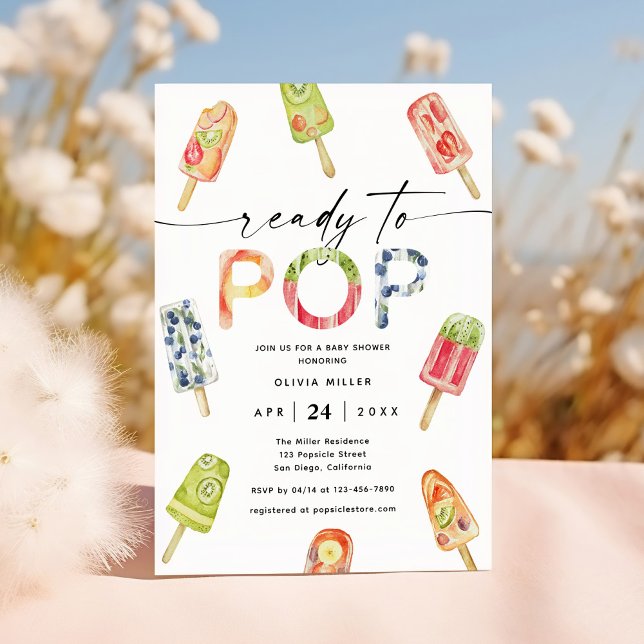 Invitation Aquarelle Popsicle Prêt à Pop Baby shower (Créateur téléchargé)