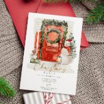 Invitation Aquarelle Porte de Noël Avec Fête Snowman<br><div class="desc">Aquarelle Porte De Noël Avec Invitation À La Fête De Snowman. Éléments correspondants disponibles.</div>