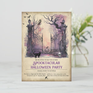 Invitation Aquarelle Porte gothique Entrée Halloween