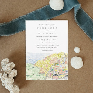Invitation Aquarelle Positano Italie Destination Mariage