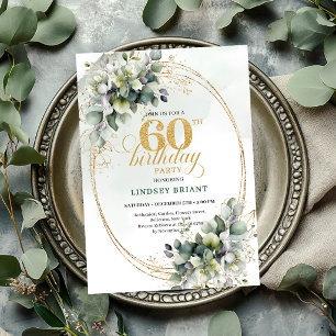 Invitation aquarelle pour 60e anniversaire en vert
