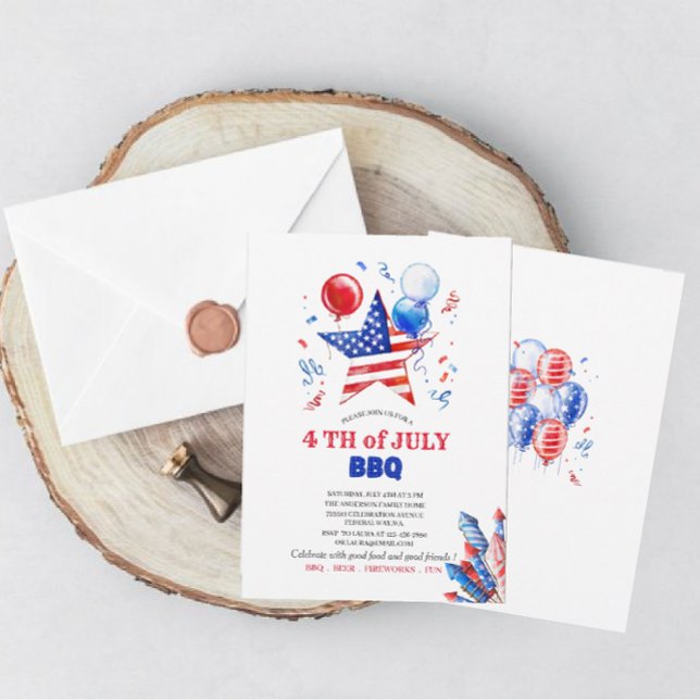 Invitation aquarelle pour célébrer le 4 juillet (Créateur téléchargé)