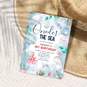 Invitation Aquarelle pour enfants mignonne au bord de la mer