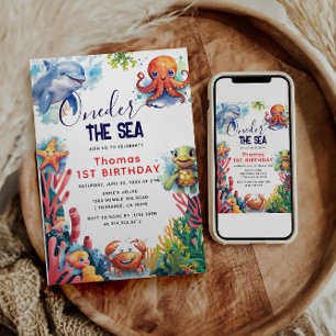 Invitation Aquarelle pour enfants mignonne au bord de la mer