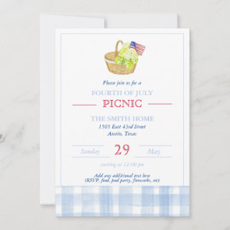 Invitation aquarelle pour pique-nique du 14 juille