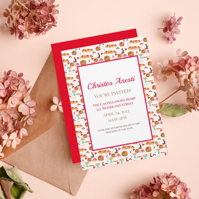 Invitation aquarelle pour un Joyeux Pâques Tsourek (Elevate your Easter gathering with authentic Greek supplies!)
