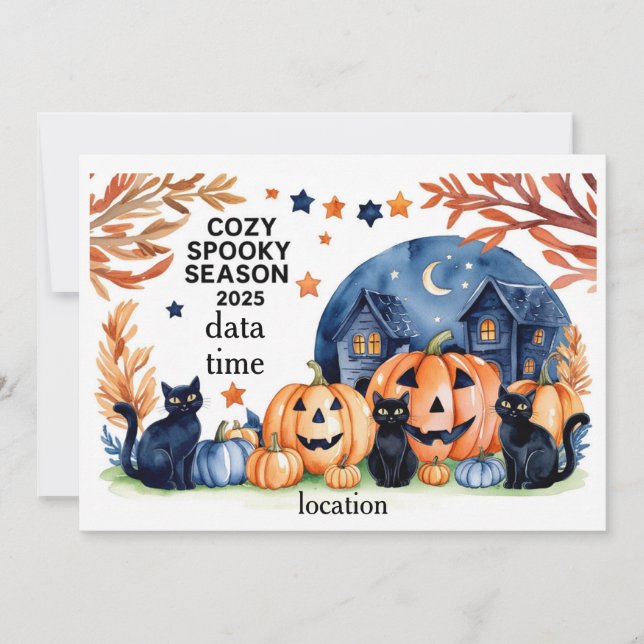 Invitation aquarelle pour une saison cosy et effra (Devant)