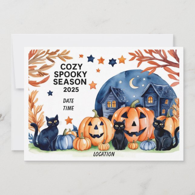 Invitation aquarelle pour une saison cosy et effra (Devant)