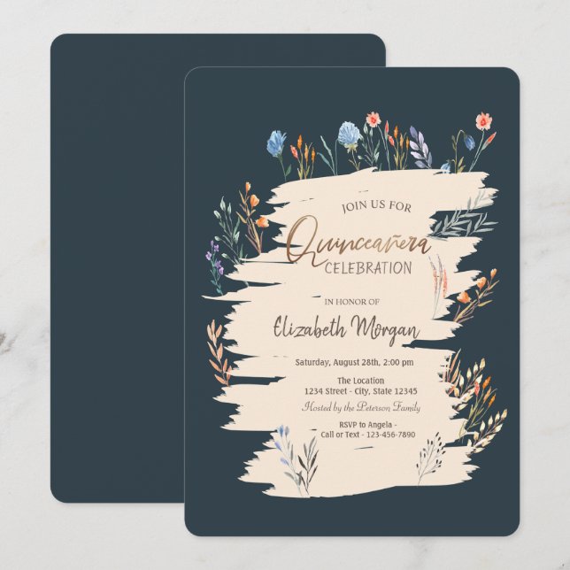 Invitation Aquarelle Prairie de fleurs sauvages de printemps  (Devant / Derrière)