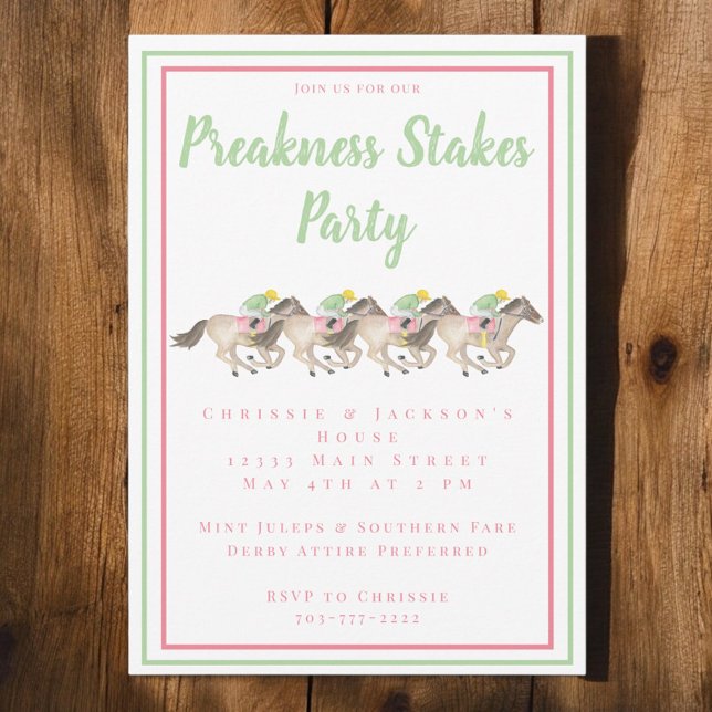 Invitation Aquarelle Preakness Stakes Party Horse Racing (Créateur téléchargé)