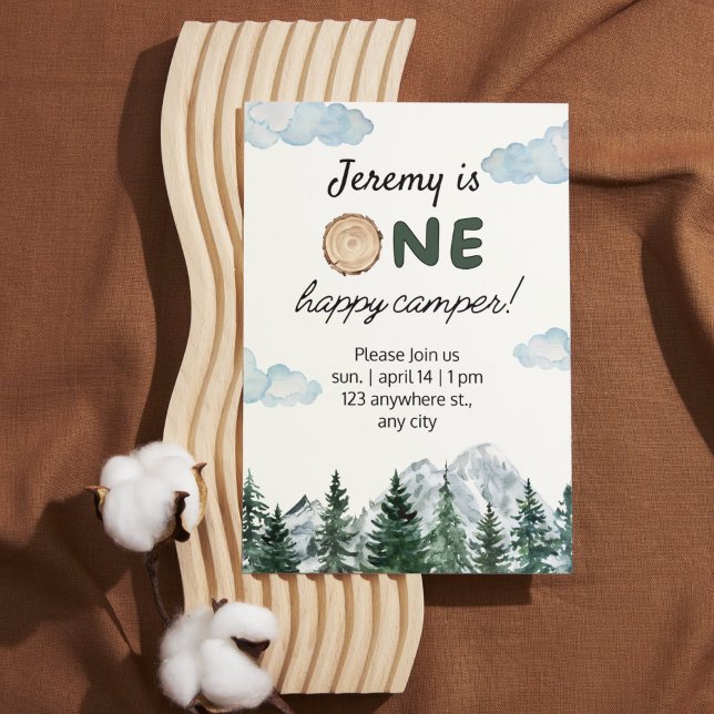 Invitation Aquarelle Premier anniversaire en plein air Invita (Watercolor First Birthday Outdoors Invitation)