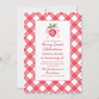 Invitation Aquarelle Preppy Fraises Berry Sweet