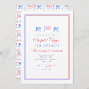 Invitation Aquarelle Preppy Patriotic 4 juillet modifiable