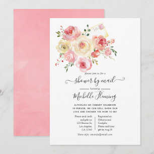 Invitation Aquarelle printanière Baby shower floral par courr