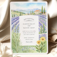 Aquarelle Provence Lavender Champs Mariage