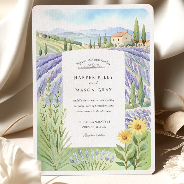 Invitation Aquarelle Provence Lavender Champs Mariage (Créateur téléchargé)