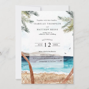Invitation Aquarelle Punta Cana Plage tropicale Mariage