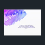 Invitation Aquarelle Purple Blue Bat Bar Mitzvah Détails<br><div class="desc">Aquarelle bleu pourpre</div>