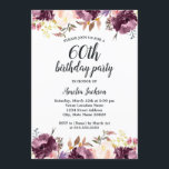 Invitation Aquarelle Purple Floral Bloom 60e fête d'anniversa<br><div class="desc">Plus joli Invitations Florales Anniversaire dans le Little Bayleigh Store!</div>