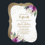 Invitation Aquarelle Purple Gold Flower 40th Birthday Party<br><div class="desc">Plus Jolie fête d'anniversaire florale Invitations dans le Little Bayleigh Store!</div>