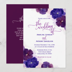 Invitation Aquarelle Purple Plum Royal Blue FlorMariage