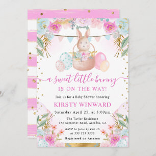 Invitation Aquarelle Rabbit de Pâques et Baby shower de fleur