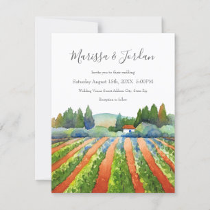 Invitation Aquarelle 'Red Green Blue Vineyard'