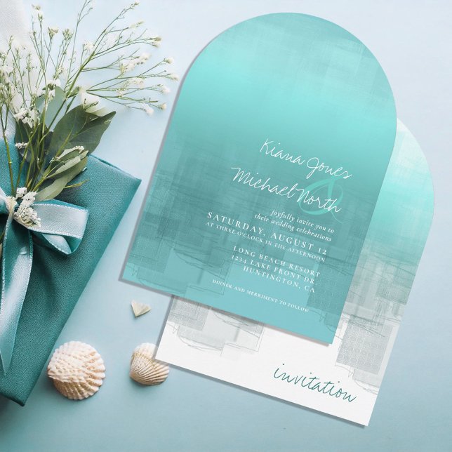Invitation Aquarelle Réflexions Mariage Arc Turquoise ID774 (Créateur téléchargé)