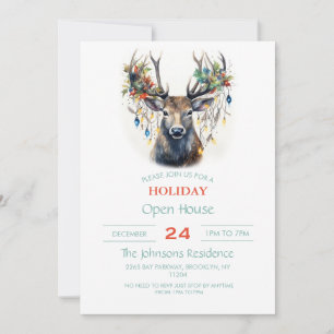 Invitation Aquarelle Reindee de Noël