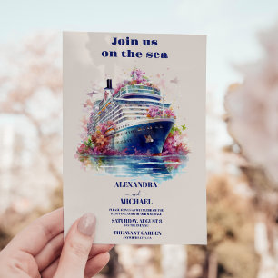 Invitation Aquarelle Rejoignez-nous sur la mariage de croisiè