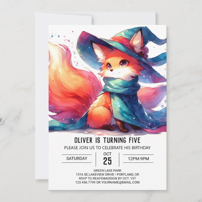 Invitation Aquarelle Renard rustique Anniversaire (Devant)
