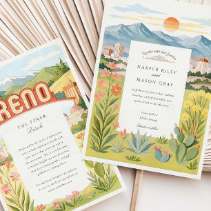 Invitation Aquarelle RENO Nevada Mountain Sunset Mariage