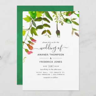 Invitation Aquarelle Ressort Mariage de verdure