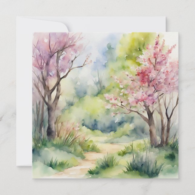 Invitation Aquarelle Ressort paysage naturel (Devant)