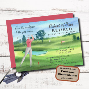 Invitation Aquarelle Retraite Golf Men Sur Le Golf