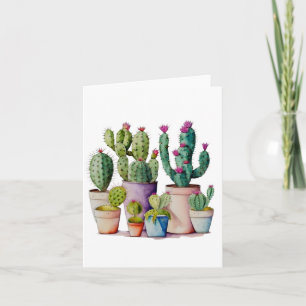 Invitation Aquarelle rétro cactus succulents dans les pots