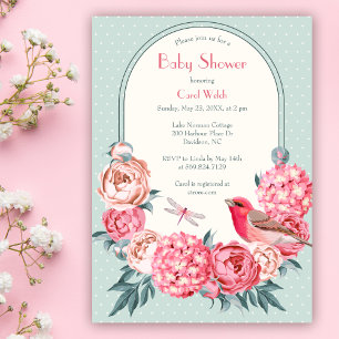 Invitation Aquarelle Retro Élégant Baby shower Floral