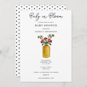 Invitation Aquarelle rétro Floral Baby in Bloom Baby shower