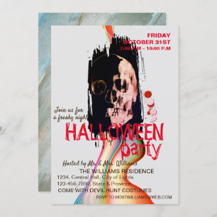 Invitation Aquarelle Retro Skeleton Art Halloween