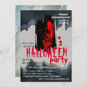 Invitation Aquarelle Retro Skeleton Art Halloween