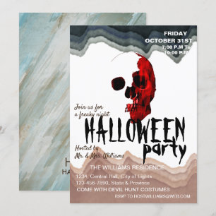 Invitation Aquarelle Retro Skeleton Art Halloween