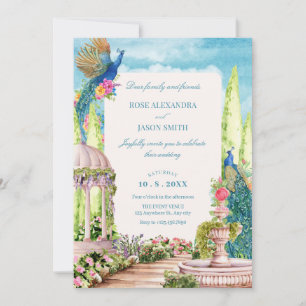 Invitation Aquarelle rêve fleuri mariage oiseau de jardin