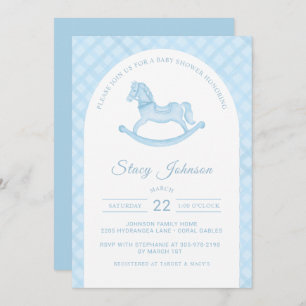 Invitation Aquarelle Rocse Horse Baby shower garçon