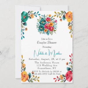 Invitation Aquarelle Romance Couples Douche