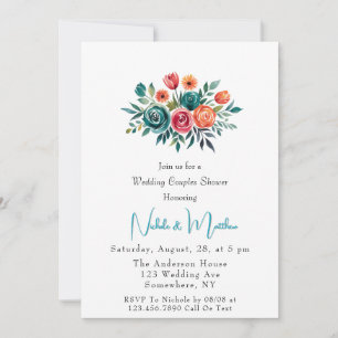 Invitation Aquarelle Romance Mariage Couples Douche