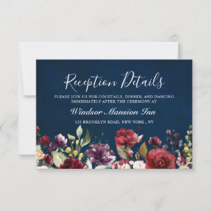Invitation Aquarelle romantique Bourgogne Rouge Marine Floral