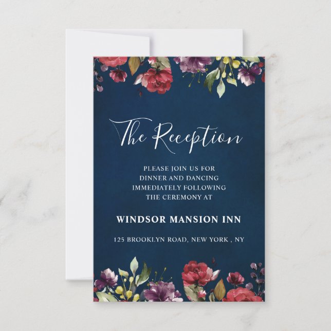 Invitation Aquarelle romantique Bourgogne Rouge Rose Floral (Devant)