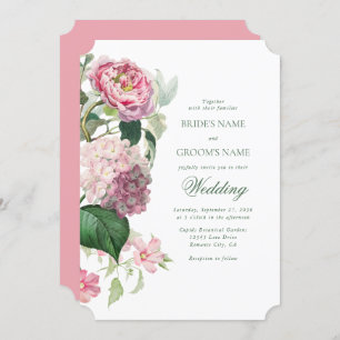 Invitation Aquarelle romantique Fleurs roses Mariage de jardi